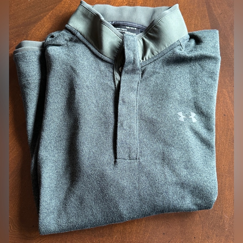 Mens Under‎ Armour Sweater Pullover Green Cold Gear GOLF L Large